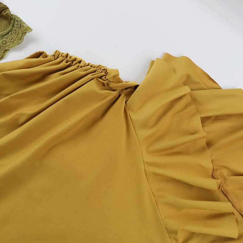 Sienna Olive Halter Mesh Cut-Out Maxi Dress - Chic Ruched Ruffle for Fall & Holiday Events