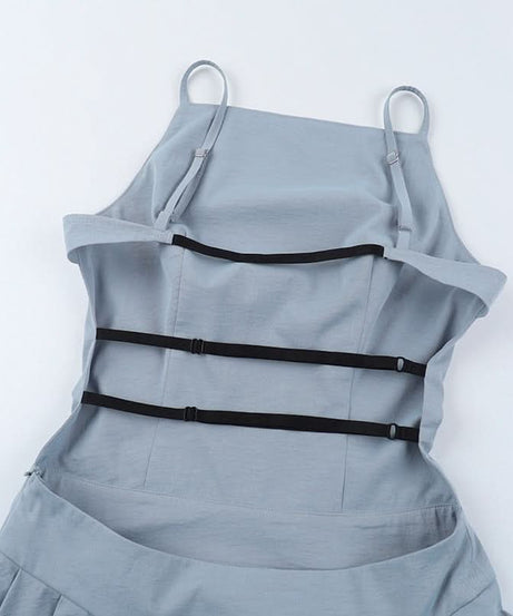 Chic Periwinkle Pleated Backless Mini Dress - Strappy Cami for Fall & Holiday Styles