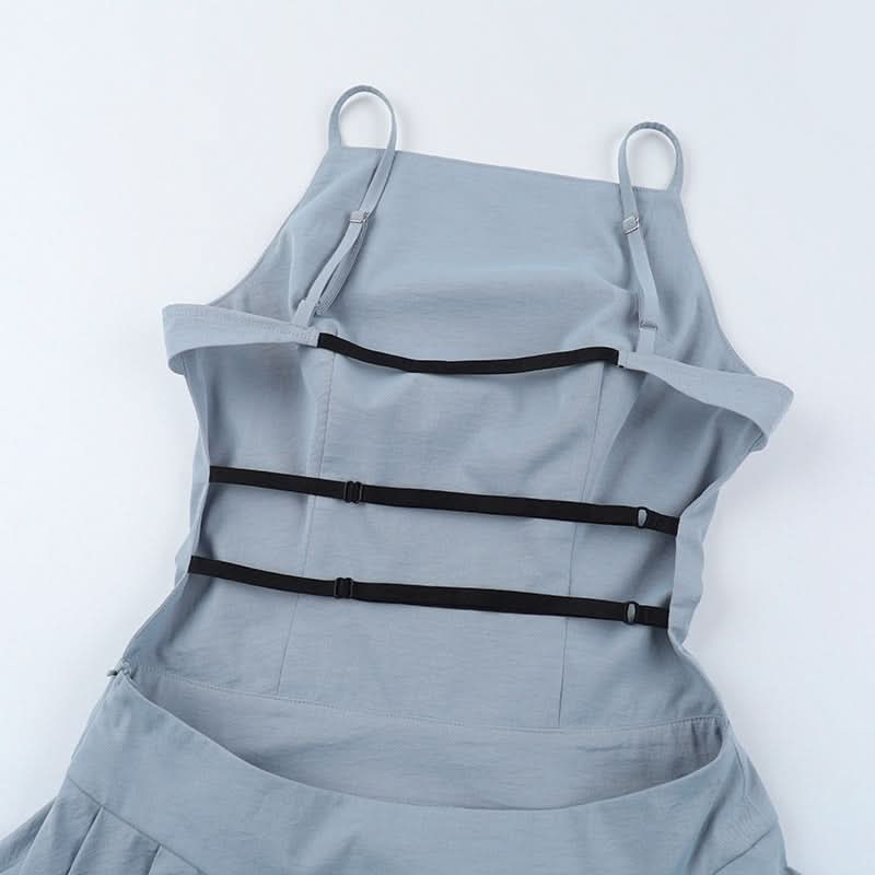 Chic Periwinkle Pleated Backless Mini Dress - Strappy Cami for Fall & Holiday Styles