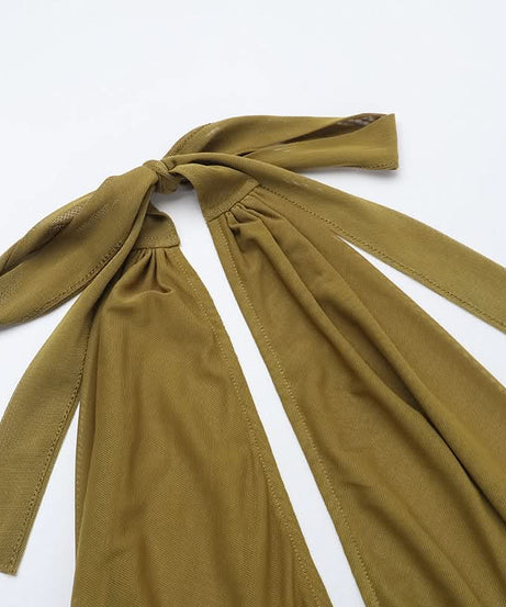 Sienna Olive Halter Mesh Cut-Out Maxi Dress - Chic Ruched Ruffle for Fall & Holiday Events