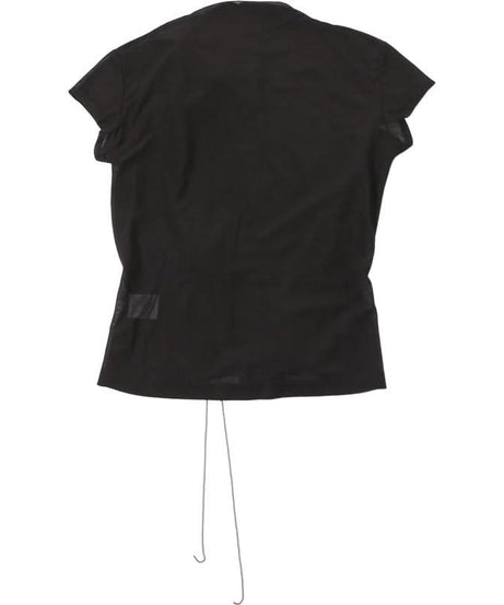 Black Sheer Mock Neck Top with Edgy Floral Appliques – Fall Evening & Halloween Chic