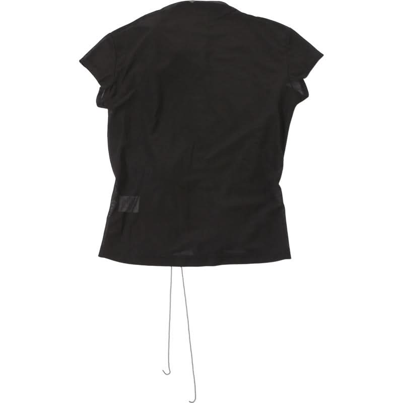 Black Sheer Mock Neck Top with Edgy Floral Appliques – Fall Evening & Halloween Chic