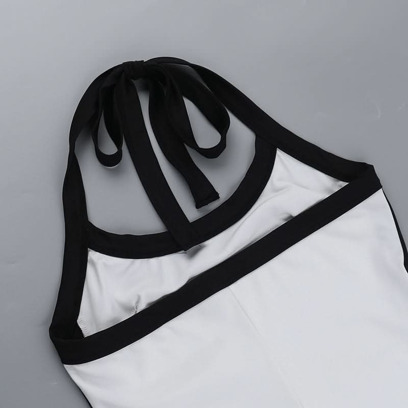 Sporty Chic Halter Mini Dress with Contrast Trim – Your Versatile Fall Essential