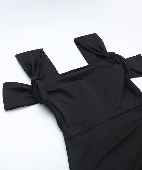 Glamorous Black Off-Shoulder High Slit Maxi Dress - Fall & Holiday Party Essential