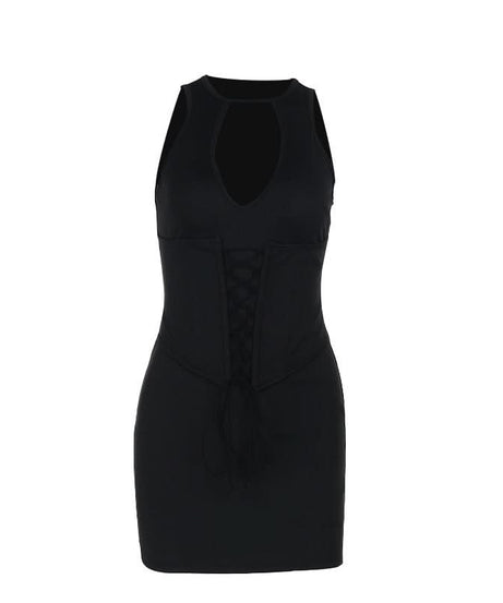 Sultry Black Keyhole Corset Mini Dress – Perfect for Fall Parties & Date Nights