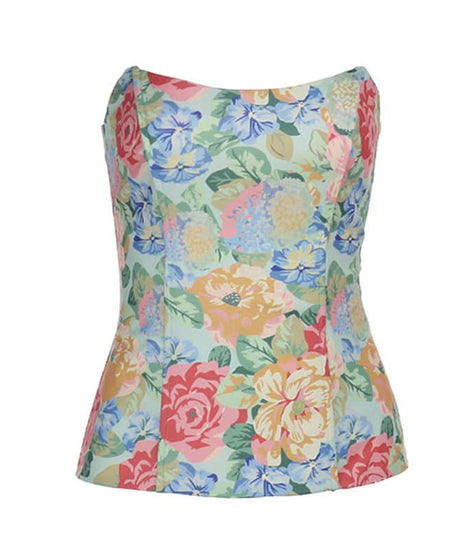 Vibrant Fall Bloom Backless Tube Top | Chic Floral Strapless for Effortless American Style