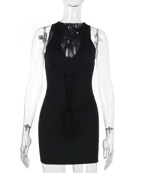 Sultry Black Keyhole Corset Mini Dress – Perfect for Fall Parties & Date Nights