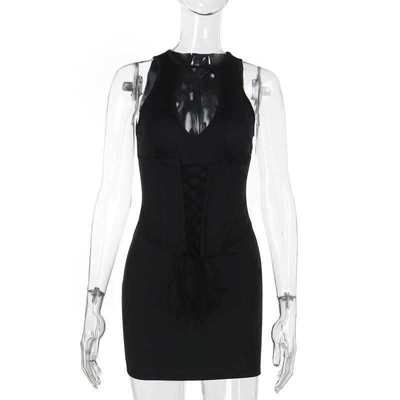 Sultry Black Keyhole Corset Mini Dress – Perfect for Fall Parties & Date Nights