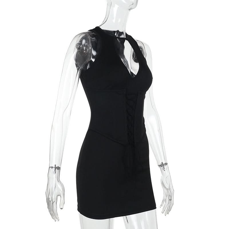Sultry Black Keyhole Corset Mini Dress – Perfect for Fall Parties & Date Nights