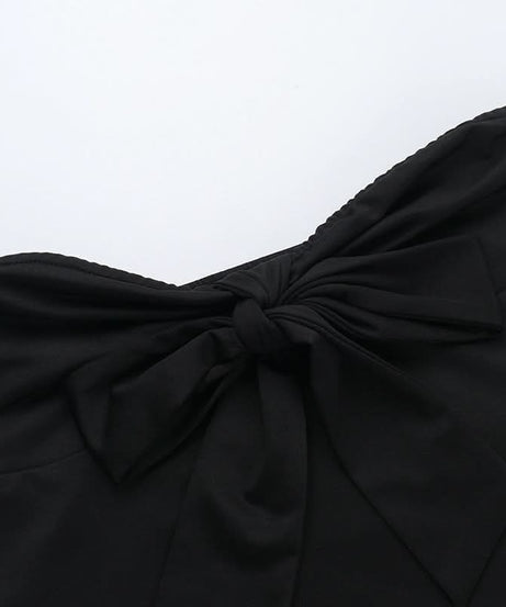 Chic Black Bowknot Strapless Top | Fall & Holiday Party Essential for Women