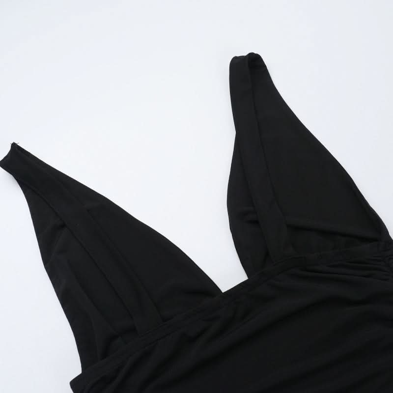 Fall & Holiday Ready: Black V-Neck Crop Top & Asymmetric Cut-Out Flared Pant Set