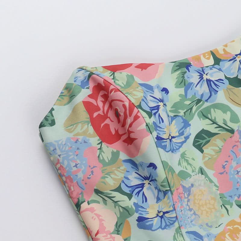 Vibrant Fall Bloom Backless Tube Top | Chic Floral Strapless for Effortless American Style