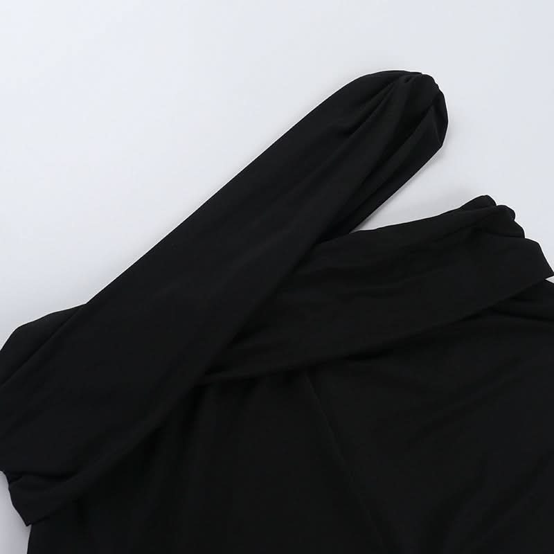 Fall & Holiday Ready: Black V-Neck Crop Top & Asymmetric Cut-Out Flared Pant Set