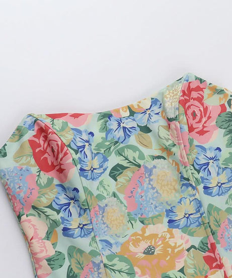 Vibrant Fall Bloom Backless Tube Top | Chic Floral Strapless for Effortless American Style