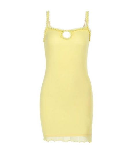 Sunshine Yellow Ruffle Cutout Cami Mini Dress - Your Fall Getaway Essential