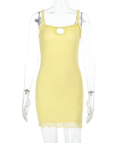 Sunshine Yellow Ruffle Cutout Cami Mini Dress - Your Fall Getaway Essential