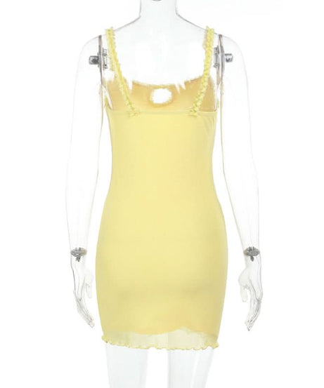 Sunshine Yellow Ruffle Cutout Cami Mini Dress - Your Fall Getaway Essential
