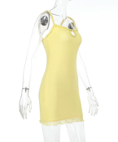 Sunshine Yellow Ruffle Cutout Cami Mini Dress - Your Fall Getaway Essential