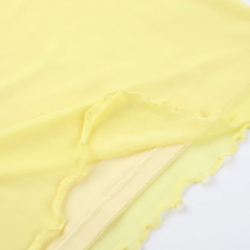 Sunshine Yellow Ruffle Cutout Cami Mini Dress - Your Fall Getaway Essential