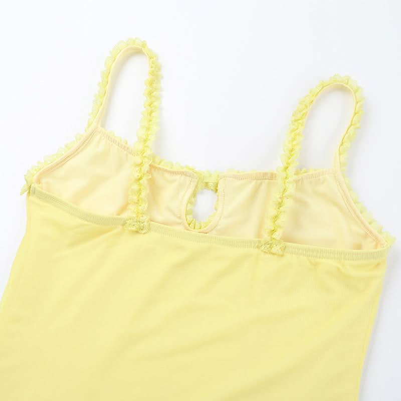Sunshine Yellow Ruffle Cutout Cami Mini Dress - Your Fall Getaway Essential