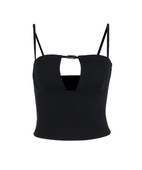 Edgy Buckle Cutout Cami Crop Top - Your Fall Night Out & Party Essential