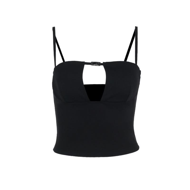 Edgy Buckle Cutout Cami Crop Top - Your Fall Night Out & Party Essential