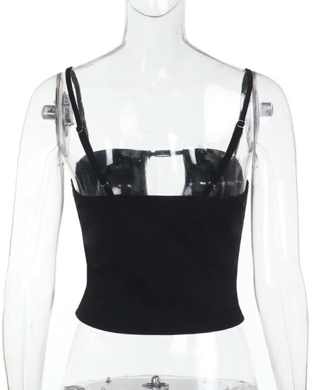 Edgy Buckle Cutout Cami Crop Top - Your Fall Night Out & Party Essential