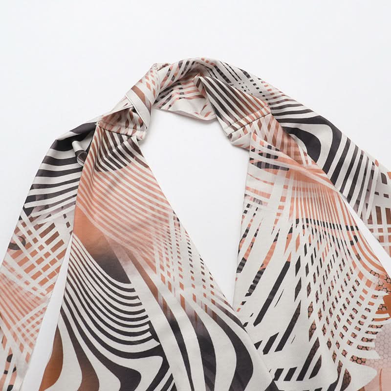 Sassy Abstract Print Halter Cutout Mini Dress - Your Go-To for Fall Parties & Resort Escapes