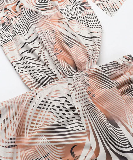 Sassy Abstract Print Halter Cutout Mini Dress - Your Go-To for Fall Parties & Resort Escapes