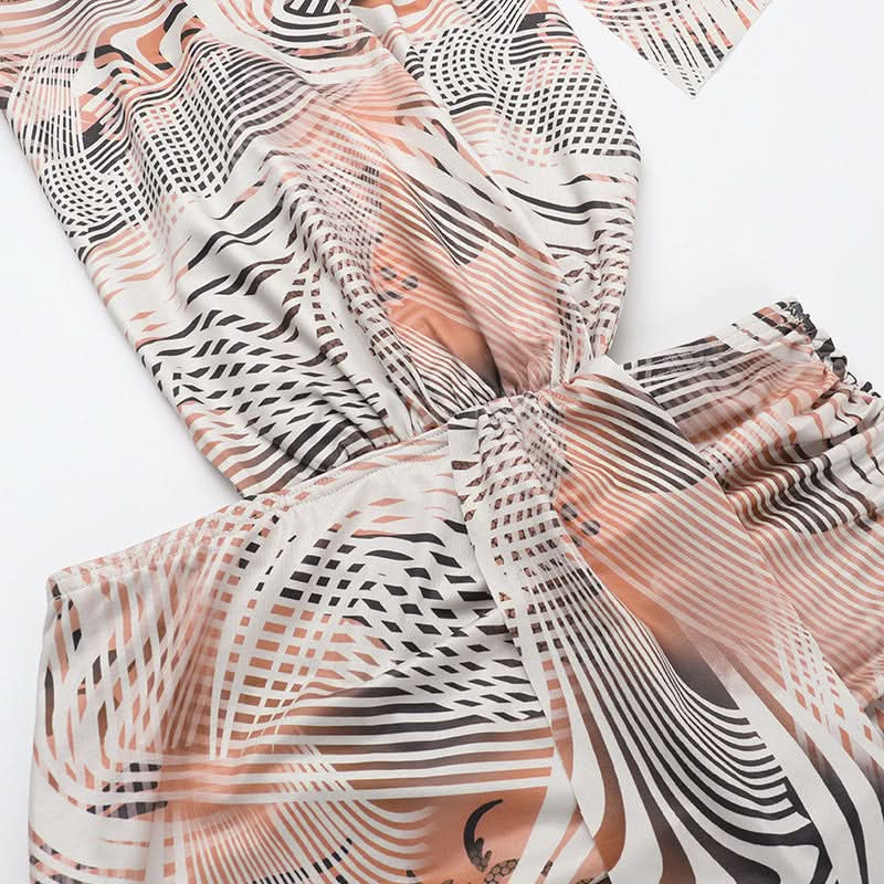 Sassy Abstract Print Halter Cutout Mini Dress - Your Go-To for Fall Parties & Resort Escapes