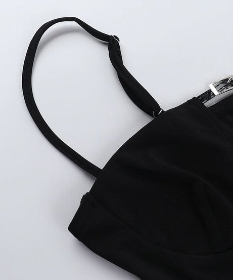 Edgy Buckle Cutout Cami Crop Top - Your Fall Night Out & Party Essential