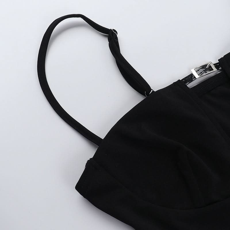 Edgy Buckle Cutout Cami Crop Top - Your Fall Night Out & Party Essential