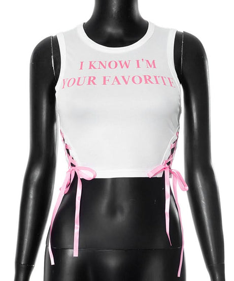 Sassy "I'm Your Favorite" Pink Lace-Up Crop Top - Fall's Must-Have Statement Piece