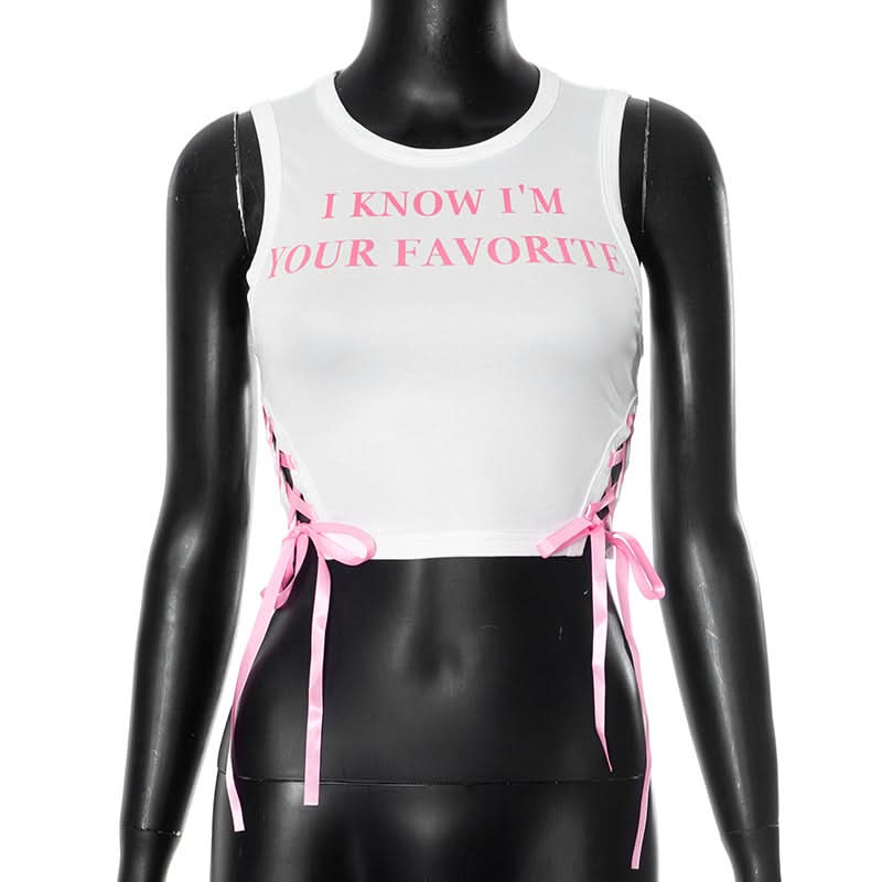 Sassy "I'm Your Favorite" Pink Lace-Up Crop Top - Fall's Must-Have Statement Piece