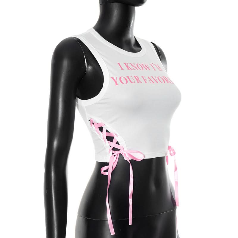 Sassy "I'm Your Favorite" Pink Lace-Up Crop Top - Fall's Must-Have Statement Piece