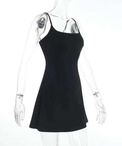 Chic Backless Black Cami Mini Dress | Your Essential Fall Night Out & Layering Staple