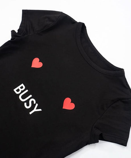 Women's Sassy 'Busy' Hearts Crop Top - Edgy Graphic Statement Tee