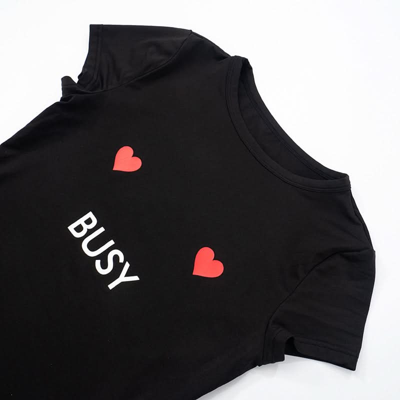 Women's Sassy 'Busy' Hearts Crop Top - Edgy Graphic Statement Tee