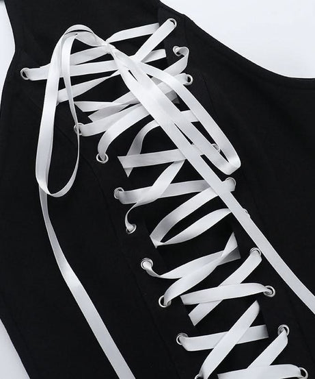 Gothic Chic Halter Corset Mini Dress - Edgy Bubble Skirt for Fall & Halloween Parties