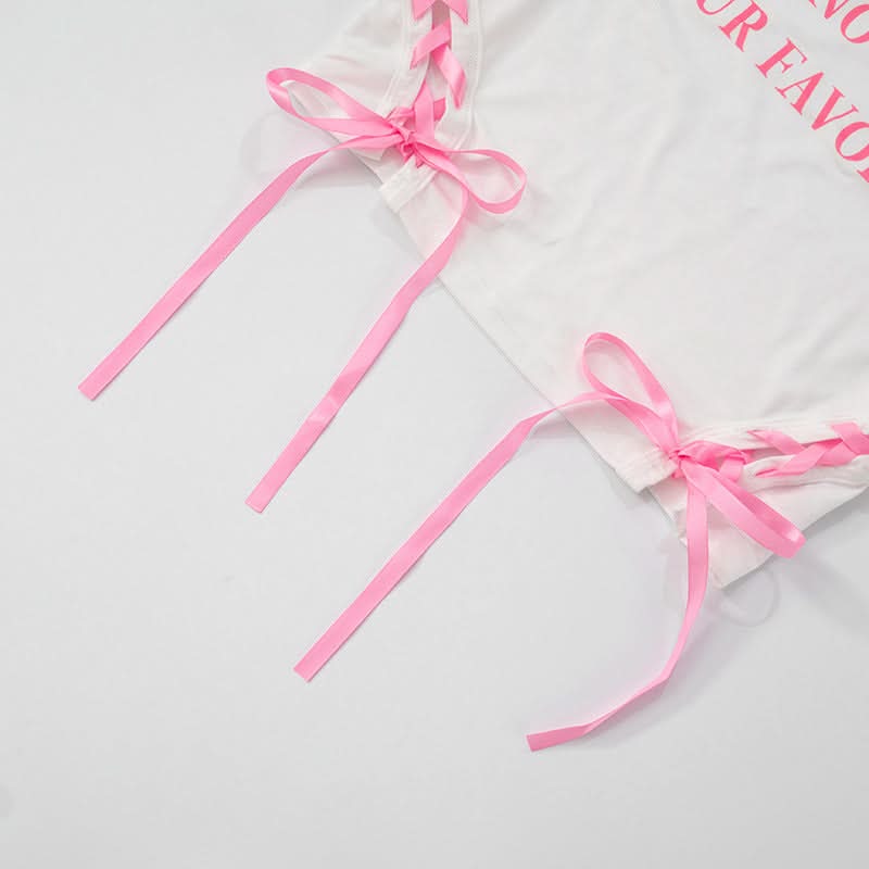 Sassy "I'm Your Favorite" Pink Lace-Up Crop Top - Fall's Must-Have Statement Piece