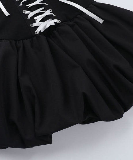 Gothic Chic Halter Corset Mini Dress - Edgy Bubble Skirt for Fall & Halloween Parties