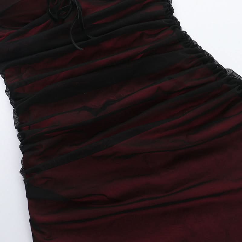 Haunted Elegance Halter Maxi Dress - Gothic Glamour for Fall & Halloween