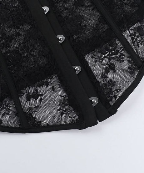 Bewitching Black Lace Off-Shoulder Corset Top | Goth Halloween & Dark Romance