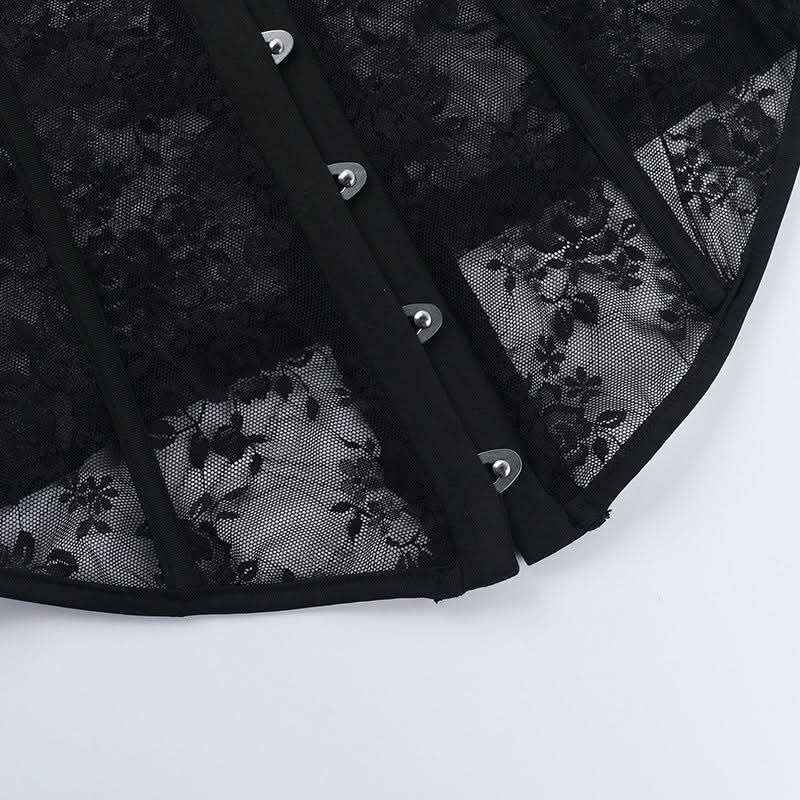 Bewitching Black Lace Off-Shoulder Corset Top | Goth Halloween & Dark Romance