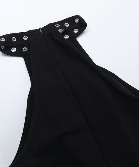 Gothic Chic Halter Corset Mini Dress - Edgy Bubble Skirt for Fall & Halloween Parties