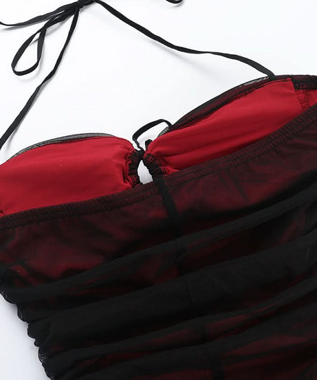 Haunted Elegance Halter Maxi Dress - Gothic Glamour for Fall & Halloween