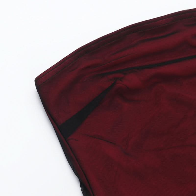 Vampy Goddess Strapless Maxi Dress - Daring High Slit Mesh for Halloween & Fall Galas