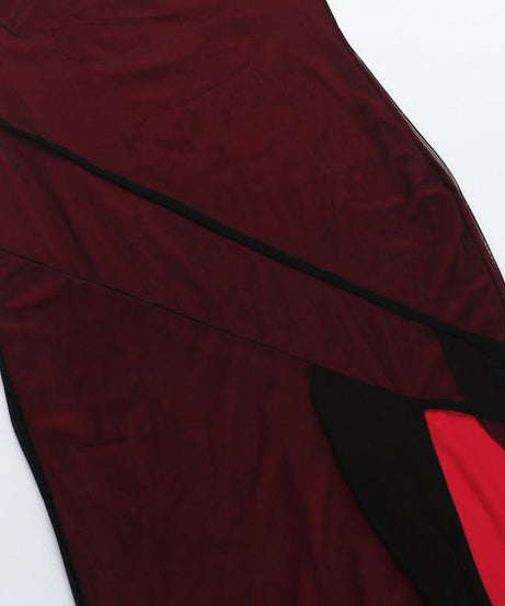 Vampy Goddess Strapless Maxi Dress - Daring High Slit Mesh for Halloween & Fall Galas