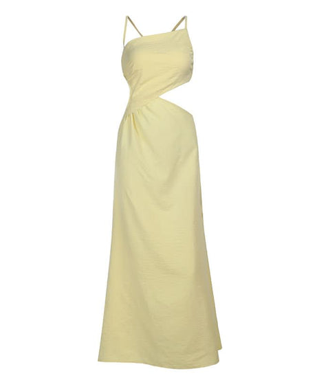 Chic Lemon Yellow Cut-Out Maxi Dress - Your Ultimate Resort & Vacation Gown