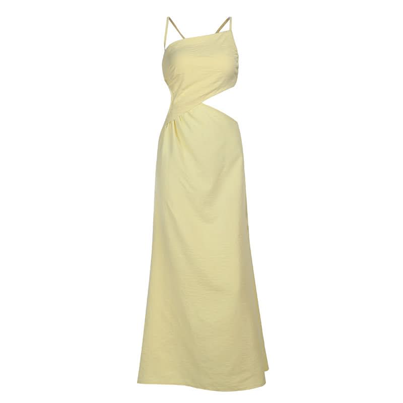 Chic Lemon Yellow Cut-Out Maxi Dress - Your Ultimate Resort & Vacation Gown